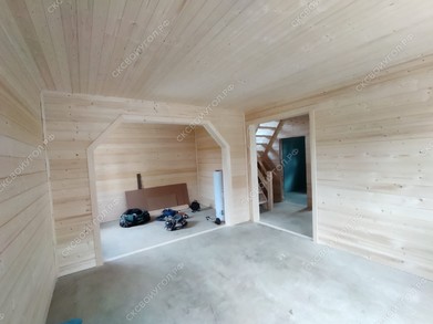 Каркасный дом 7х9 в полтора этажа.
